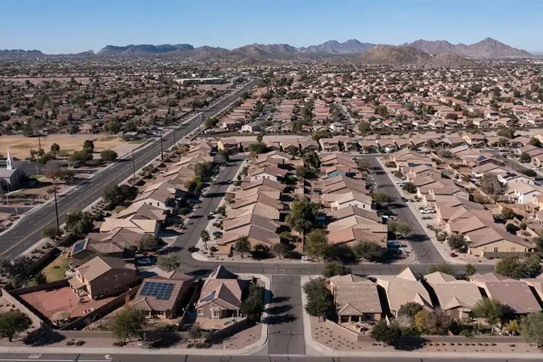 east valley arizona suburban neighborhood aerial view