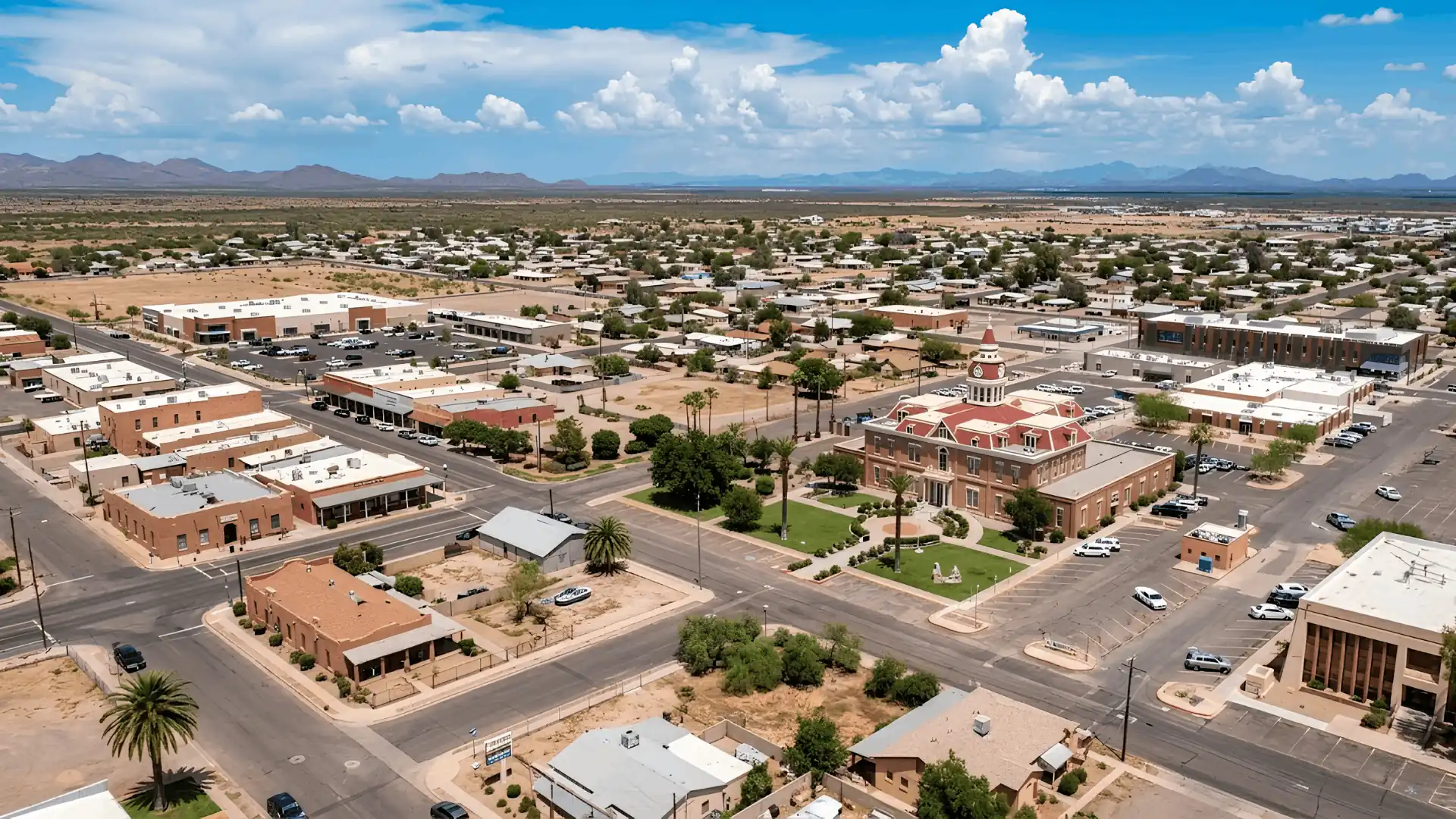 florence az historic courthouse aerial town view