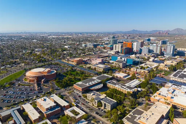 tempe arizona aerial view asu skyline